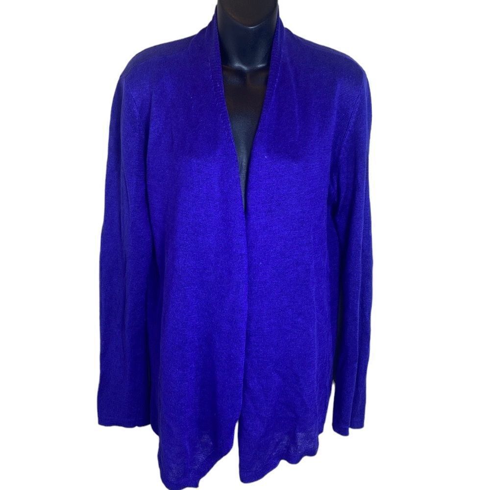 Eileen fisher 100% linen knit open front waterfall cardigan small capsule